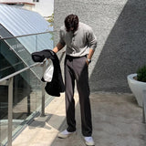 Riolio New Korean Fashion Men Suit Pants Light Luxury Business All-match Straight Slim-fit Casual Trousers Premium Elegant Dress Pants
