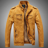 Riolio Jacket Streetwear Man Outerwear Leather Suit Vintage Plus Velvet PU Leather Jacket Casual Blazer Jackets Men's Slim Fit Coats