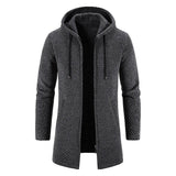 Riolio Men's Winter Padded Jacket Thick Fleece Long Jackets Coat Knitting Sweaters Hooded Zipper Cardigan Male Overcoat