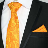 Riolio  Newest Tie Set 8CM Mens Necktie Handkerchief Neck Ties Sets For Man Yellow Color Plaids Stripes Jacquard Cravat Business Party