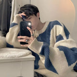 Riolio Autumn and Winter O-Neck Knit Sweater for Men Cow Patchwork Pullover Men Loose Casual Harajuku New Mens Oversized Sweater