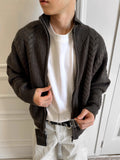 Riolio  New Japanese Retro Men Cardigan Jacket Winter Light Luxury Trendy Turtleneck Knit Zip-up Long Sleeve Sweater Coat Premium Outfit