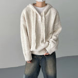 Riolio New Korean Chic Men Hooded Sweater Light Luxury Vintage Knit Solid Color Pullover Trendy Loose High Quality Long Sleeve Hoodies