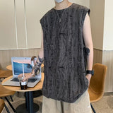 Riolio Tanks Men Ripped Y2k Tops American Streetwear Hip Hop Loose Sleeveless Summer Clothes Sporty All-match Handsome Vintage