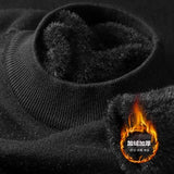 Riolio black turtleneck outfit men Plush Men's Knitted Sweater Turtleneck with Velvet Padded Warm Solid Pullovers Autumn Winter Thick Bottom Casual O-Neck Sweater