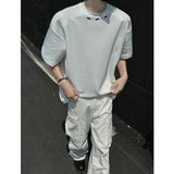 Riolio Summer Short Sleeved T-shirt Men Oversized Fashion Black Casual T Shirt Men Streetwear Korean Loose White T Shirt Mens Top
