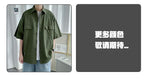 Riolio Working Pocket Solid Color Pure Cotton Short-sleeved Shirt Fashionable Summer Lapel Button Functional Half-sleeved Cardigan