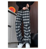 Riolio  casual pants  men 2025 New Autumn Men Plaid Pants Loose Straight Leg Casual Trousers Trendy Youth Fashion Comfortable