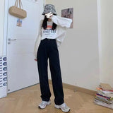 Riolio American Street Hip-hop Personality Women Personality Straight Leg Patchwork Loose Trend High Street Retro Casual Jeans Y2k