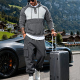 Riolio  Heavy men's velvet light luxury simple fashion hooded embroidered outdoor tooling commuter thermal sweater set