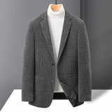 Riolio High-quality Thousand-bird Check Double-sided Woolen Coat for Men Korean Casual Suit Collar Short Casual Woolen Coat  Blazers