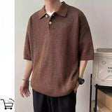 Riolio Summer Trendy Men and Women Hip Hop Knitted Polo Shirt American Couple Loose Retro Korean Personalized Casual T-shirt Top y2k