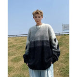 Riolio aduated adient  Fur round Ne Sweater Men Winter Trend Loose Lazy Sle Warm Inner Knitwear Boys Haome