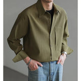 Riolio Spring Autumn New Fashion Turn-down Collar Long Sleeve Solid Blouse Men's Clothing Korean Loose Thin Button All-match Chic Shirt