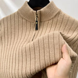 Riolio black turtleneck outfit men Winter Men's Quarter Zip Sweater Slim Fit Casual Knitted Turtleneck Pullover Tops