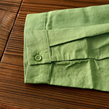 Green Cotton Linen Casual Shirts For Men Basic Classic Long Sleeve Turn-down Collar Breathable Clothing
