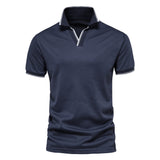 Riolio V Neck Polo Shirts for Men Solid Color Short Sleeve Classic Mens Polos New Summer Polo Shirt Men Clothing