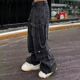 Riolio  Y2K men and women trendy personalized straight leg workwear jeans American spring and autumn couple loose retro casual pants y2k