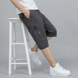 Riolio  Summer Men Pure Cotton Casual Loose Outerwear Fashionable Breathable Thin Cropped Pants
