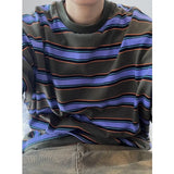Riolio  Loose Fit Striped Short Sleeve T-Shirt Unisex Summer Casual Wear Polyester Blend Cleanfit Style Male Female Suitable