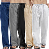 Riolio Fashion Men Linen Pants Multiple Pockets Casual Trousers Summer Breathable Cotton Linen Streetwear Male Spring Loose Sweatpants