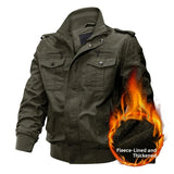 Riolio Men's Tactical Pilot Jaet WS  Military Fan Special Forces Officer Coat Cotton Denim Zipper Closure Long Sve