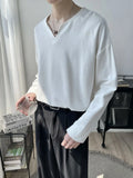 Riolio Light Luxury Top High-end Niche Designer V-neck Long-sleeved T-shirt Men Spring Autumn Trendy Versatile Base Shirt Aesthetic