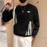 Riolio  Spring Autumn Round Neck Striped Contrast Color Men's Clothing Long Sleeve Pullover Hoodies Casual England Style Boyfriend Tops