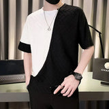 Riolio  High-end Men's Fashion Brand Spliced short-sleeved Trendy Handsome Loose Half-sleeved T-shirt Top