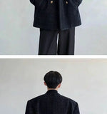 Riolio American Elegant Blazer Coat Autumn Winter High-end Wool Suit Men's Korean Style Loose Double-breasted Suit Vintage Jacket Chic