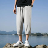 Riolio  Silky Thin Summer Casual Pants Loose Straight Leg Sport orts for plus Size Men Trendy Seven-Foot Length Boys Faionable