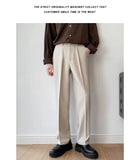 Riolio New Men White Straight Pants Fashion Korean Loose Suit Trousers Casual Draped Baggy White Wide Pant Male Streetwear