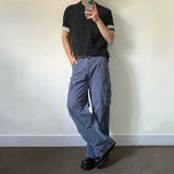 Riolio  Mens Trousers Cargo Pocket Casual Pants Autumn Streetwear Fashion Retro Blue All-Match Straight Pants Men'S Clothing New