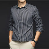 Riolio  Smart Casual Autumn Winter New Shirts Men Lapel Striped Single Breasted Korean Trend Fashion All-match Slim Long Sleeve Tops