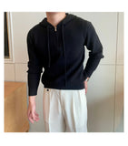 Riolio  New British Leisure Men's Hooded Sweater Trendy Zip-up Preppy Style Slim-fit Long Sleeve Hoodies Casual Vintage Warmth Knitwear