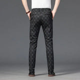 Riolio  Spring Young Men's Plaid Business Casual Pants Men's British Small Straight Slim-fitting Trend Non-iron Burgundy Trousers