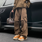 Riolio  Y2K Big Pocket Men's Cargo Pants Japanese New Harajuku Loose Straight Wide Leg Trousers Baggy Pants Man Hip Hop Sweatpants