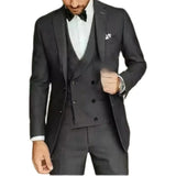 Riolio  Formal Elegant Men Suit Slim Fit 3 Piece Blazer Vest Pants Sets Tuxedo Set for Wedding Double Breasted Notched Lapel Men Suit
