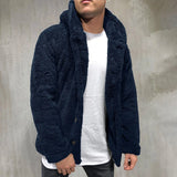 Riolio Fall/Winter New Thermal Woolen Coat Men's Elegant Fashion Warm Plush Single Breasted Pocket Hooded Jacket Men Casual Coatigan