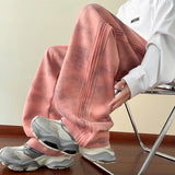 Riolio New Spring Men's Casual pants Sweatpants Wide Leg Straight Loose Pants Korean Fashion Patchwork Knit Long Track Trousers