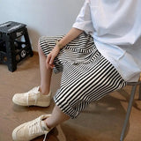 Riolio  Summer Trendy Label Fashion High Street Loose Casual Oversized Vertical Stripes Versatile Slimming Cropped Pants for Men
