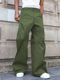 Riolio  Mens Casual Loose Wide Leg Pants Solid Color Fall Streetwear