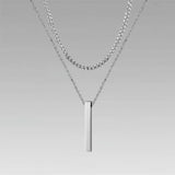 Riolio Men 3D Vertical Necklace Geometry Stainless Steel Cuban Necklace Temperament Cool Vertical Pendant Necklace