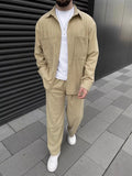 Riolio Spring and autumn 2025 new European and American men's corduroy long-sleeve jacket, fashion, casual and high-quality trousers