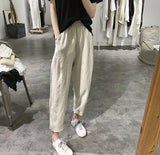 Riolio  Men's Summer Thin Cotton Linen Loose Fit Casual Pants Straight Leg Nine-Tenths Length Faionable Versatile Low Maintenance