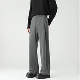 Riolio  Autumn New Men's Black Gray Suit Pants Loose Straight Drape Solid Color Elastic Business Work Casual Trousers Fashion Clothing