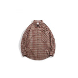 Riolio Classic Retro Japanese Sle Plaid irt Loose Casual ex Spring Autumn Thin Outerwear Long Sve Polyester Fiber