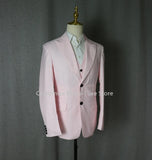 Riolio Pink Luxury Men's Suits Terno Formal Outfits 3 Piece Jacket Pants With Vest Slim Fit Luxury Costume Homme Formal Occasion Terno