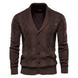 Riolio Cotton Argyle Cardigan Men Casual Single Breasted Solid Color Business Mens Cardigans New Winter Fashion Sweater Man