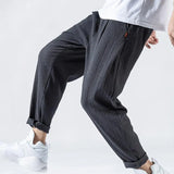 Riolio Japanese Loose Men's Cotton Linen Pants Male Summer New Breathable Solid Color Linen Trousers Fitness Streetwear Plus Size M-3XL